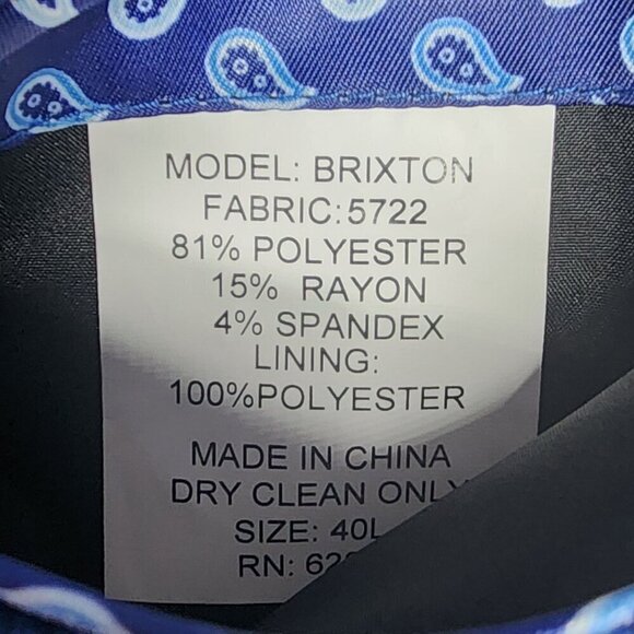 Savile Row Brixton Navy Blue Two Button Peak Lapel Jacket, Men's 40L NWT - Picture 10 of 16